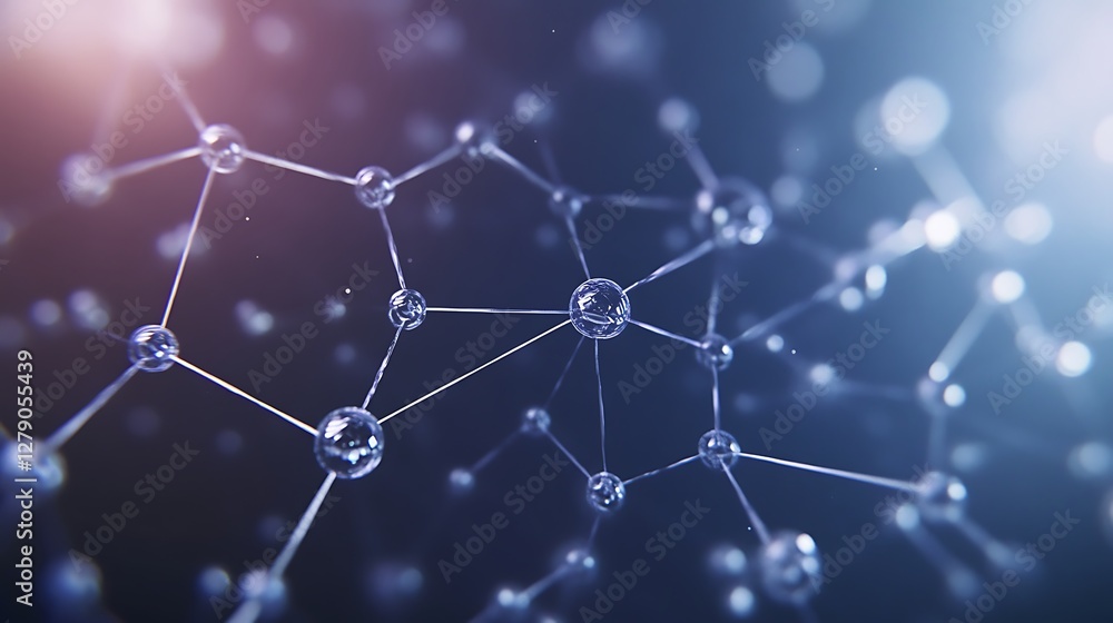 Obraz premium Futuristic particle physics dashboard image featuring molecular structures and dynamic visuals.