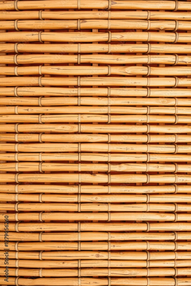 Horizontal bamboo poles are connected and arranged to form a textured, natural backdrop. Horizontal bamboo poles are connected and arranged to form a textured, natural backdrop.