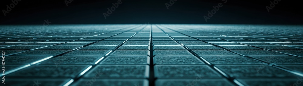 A dark, futuristic surface with illuminated grid-like patterns, suggesting a digital or virtual environment extending into the distance. A dark, futuristic surface with illuminated grid-like patterns, suggesting a digital or virtual environment extending into the distance.