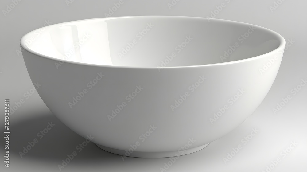 Sleek White Ceramic Bowl Simple Kitchenware Isolated on Subtle Gray Background Sleek White Ceramic Bowl Simple Kitchenware Isolated on Subtle Gray Background