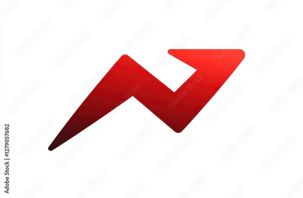 Abstract Red Gradient Lightning Bolt Shape on White Background Abstract Red Gradient Lightning Bolt Shape on White Background