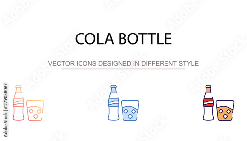 Cola Bottle icon design with white background stock illustration