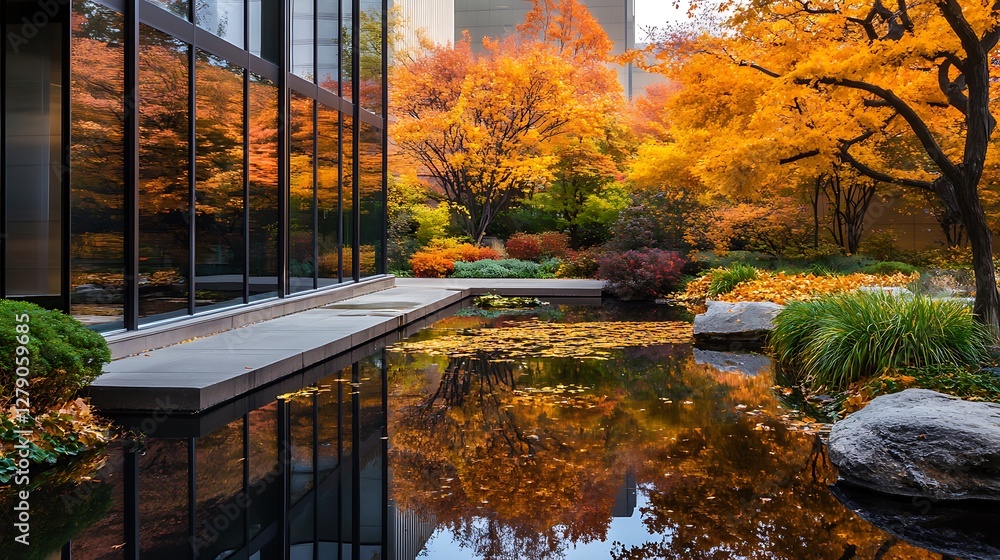 Fototapeta premium autumn landscape with sleek modern design image