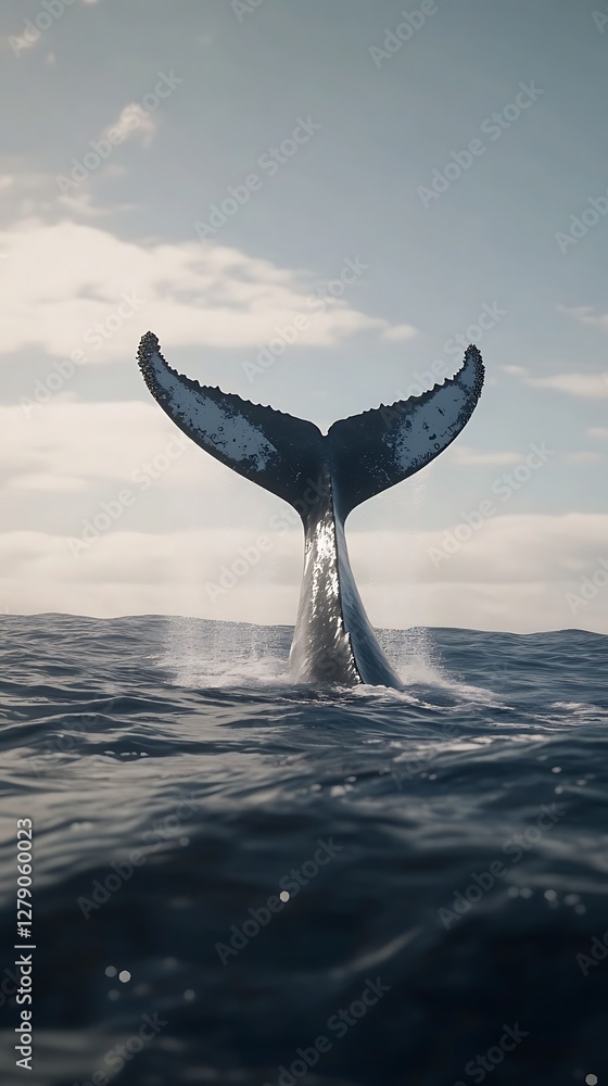 Fototapeta premium Whale tail glory in vast ocean waves image