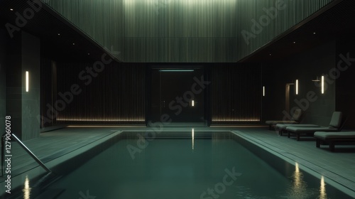 A luxurious spa inside a hotel with dim lighting and a serene atmosphere,