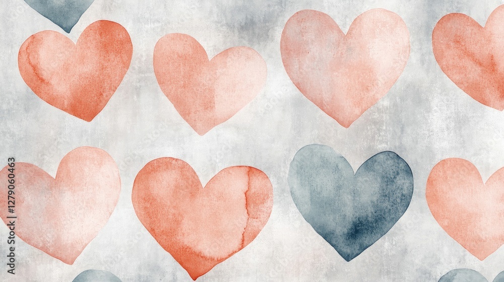 Obraz premium Watercolor Heart Pattern Background Texture