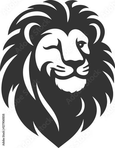 A lion winking with a smirk silhouette vector
