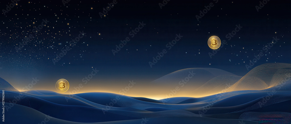 Exploring cryptocurrency trends in a desert landscape at night digital art calm environment futuristic viewpoint Exploring cryptocurrency trends in a desert landscape at night digital art calm environment futuristic viewpoint