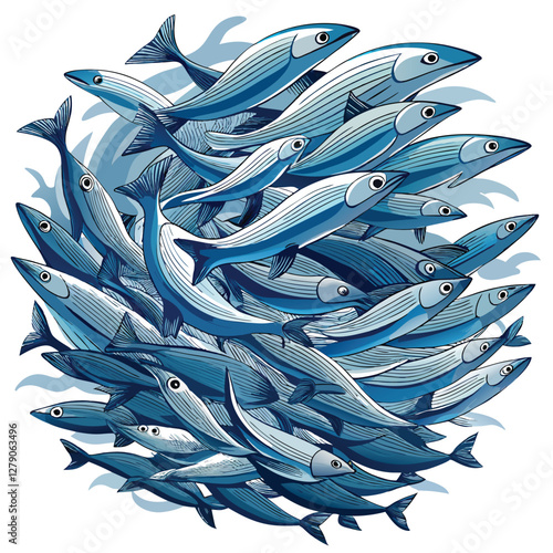 Render a breathtaking image of a massive, dense shoal of herring moving in coordinated motion, showcasing their shimmering scales and the underwater environment.
