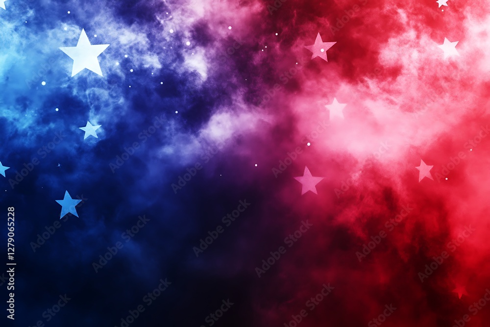 Obraz premium Dramatic Sky Background with Stars in Blue and Red