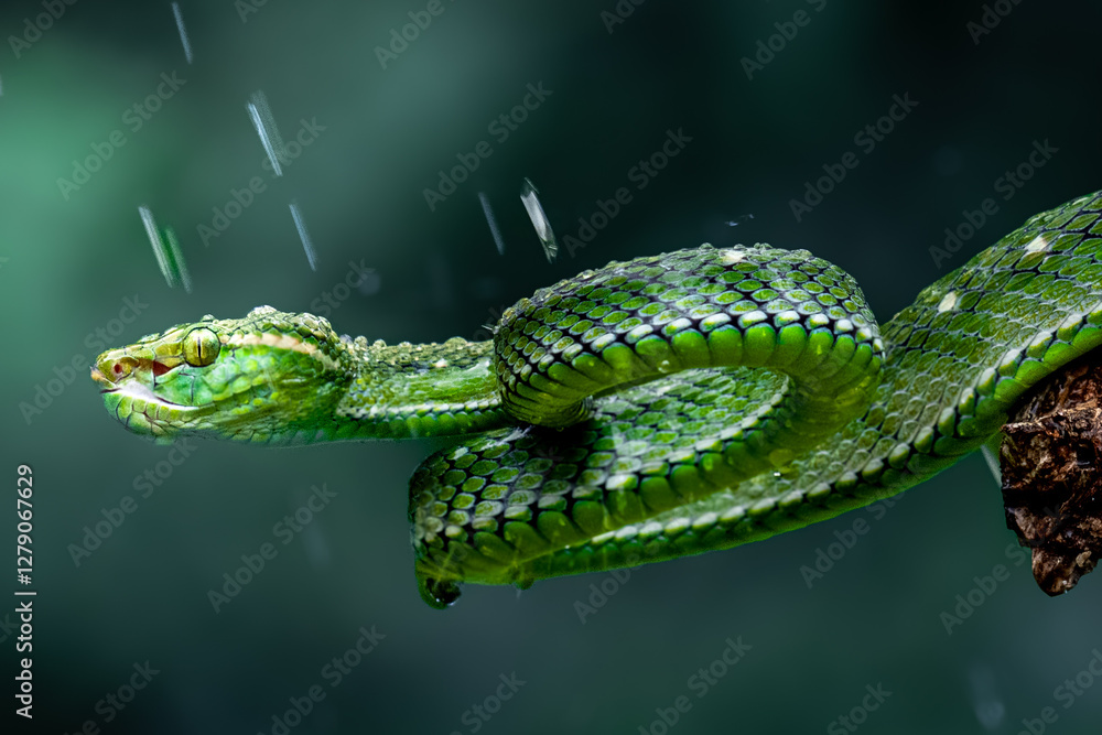 Naklejka premium Snake of caterpillar on a leaf