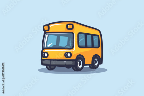 school bus cartoon vector icon illustration.