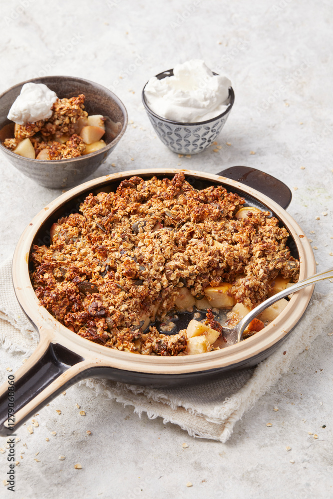 Rustic Apple and Date Crumble with Vegan Cream Rustic Apple and Date Crumble with Vegan Cream