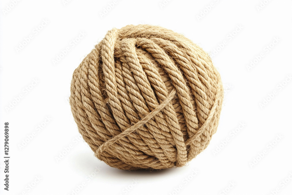 Scourge rope ball resting on a white background. Generative AI Scourge rope ball resting on a white background. Generative AI