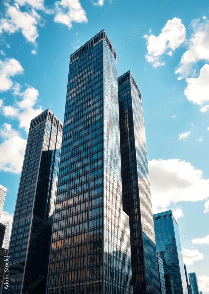 A cityscape of tall buildings with a blue sky and white clouds skyscraper city building skyscraper downtown business architecture cityscape A cityscape of tall buildings with a blue sky and white clouds skyscraper city building skyscraper downtown business architecture cityscape