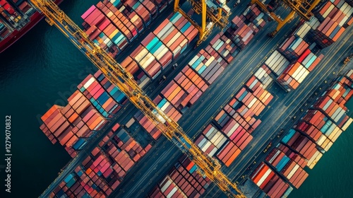 Shipping containers stuck in port urban harbor photo industrial scene close-up logistical challenges