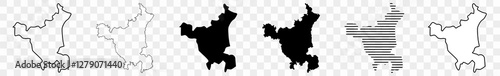 Haryana Map Black | Indian State Border | State Country | Transparent Isolated | Variations