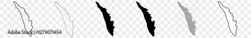 Kerala Map Black | Indian State Border | State Country | Transparent Isolated | Variations