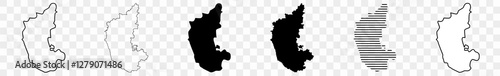 Karnataka Map Black | Indian State Border | State Country | Transparent Isolated | Variations