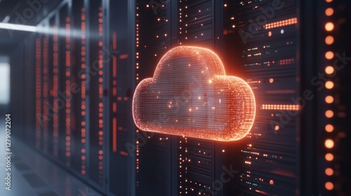 Creating a cloud computing network digital realm data flow visualization virtual environment technical perspective glowing data streams