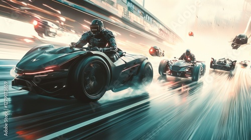 Futuristic Race:High-Speed Thrills on Neon Streets