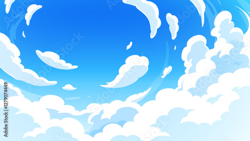 見上げた空の背景イラスト_16:9