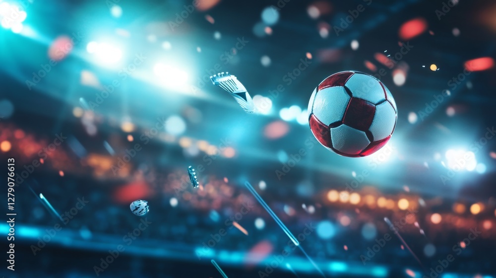 Naklejka premium Thrilling sports quiz challenge stadium arena interactive game vibrant atmosphere engaging perspective dynamic sports knowledge