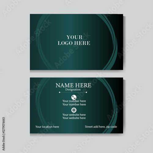 modern with dark teal and white. Creative and modern business card template
