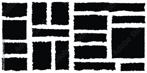 Punk Grunge Torn Paper Vector Set: Jagged Ripped Edges, Scrapbook Collage & Distressed Newspaper Templates