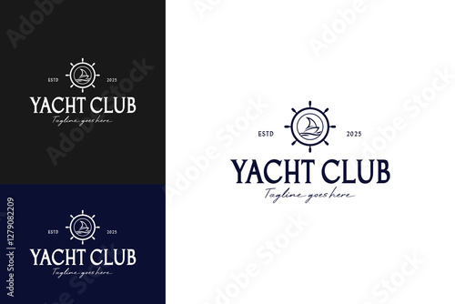 Yacht club logo design template vector illustration