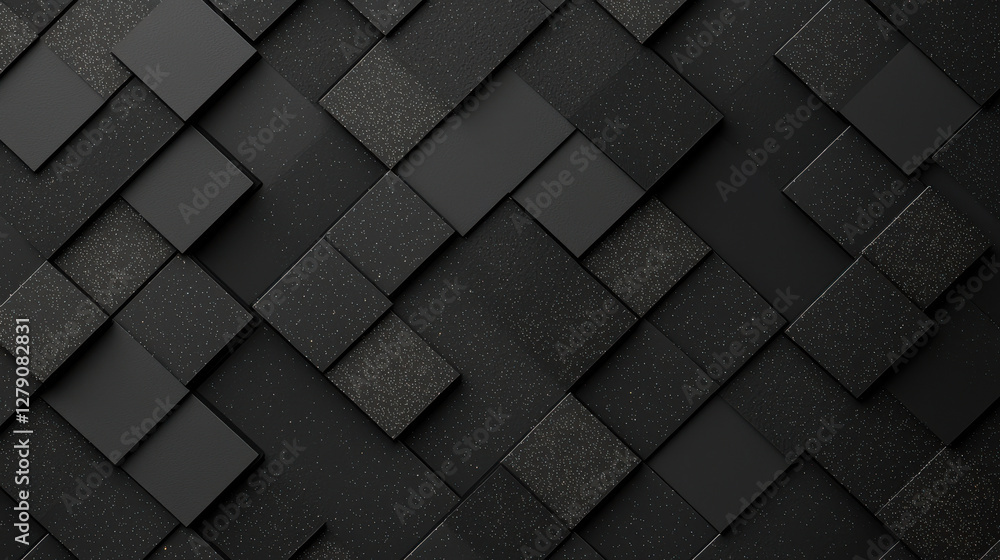 Textured black and green geometric pattern with squares Textured black and green geometric pattern with squares