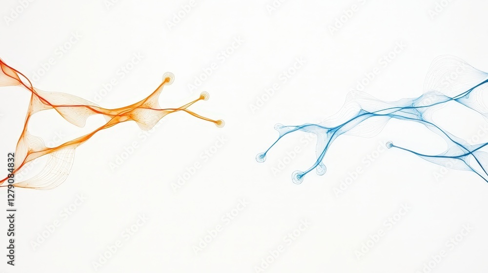 Abstract Lightwave Patterns in Orange and Blue on a White Background for Creative Design Use Abstract Lightwave Patterns in Orange and Blue on a White Background for Creative Design Use