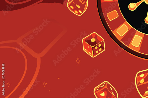Create a vibrant background image of a glowing casino floor with neon outlines, emphasizing luxury and excitement.  Include roulette wheels, card tables, and slot machines subtly.