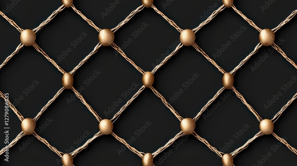Fototapeta premium Elegant gold decorative mesh pattern with intricate details on a dark background