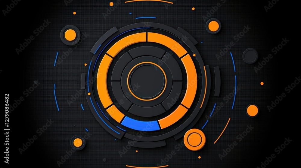 Obraz premium Abstract Geometric Design with Circular Shapes and Vibrant Colors on Dark Background