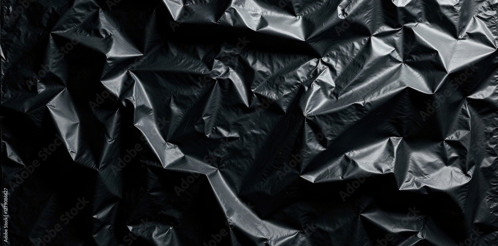 Wrinkled plastic wrap texture on a black background with slight yellowish tint and visible creases, vinyl texture, wrinkled plastic Wrinkled plastic wrap texture on a black background with slight yellowish tint and visible creases, vinyl texture, wrinkled plastic