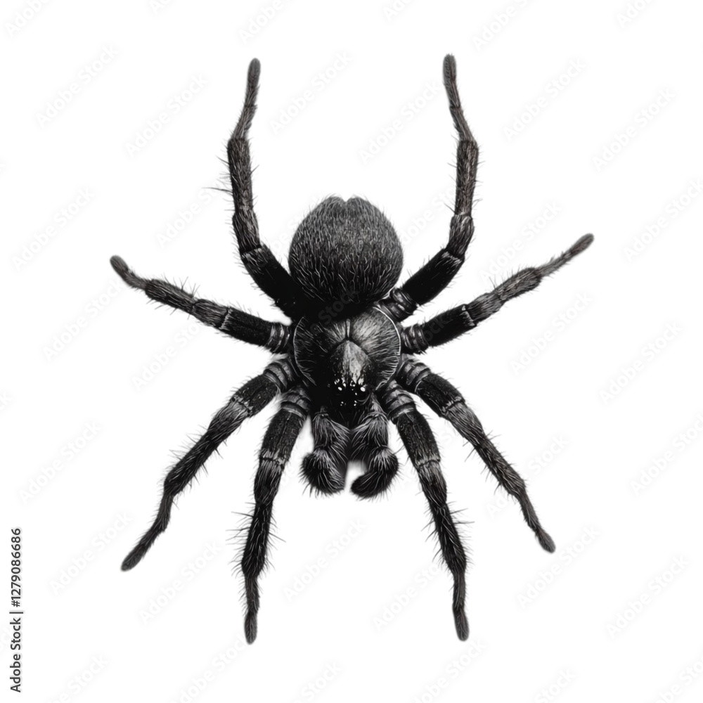 A large hairy black spider in a glitch art background feeling intense and creepy A large hairy black spider in a glitch art background feeling intense and creepy