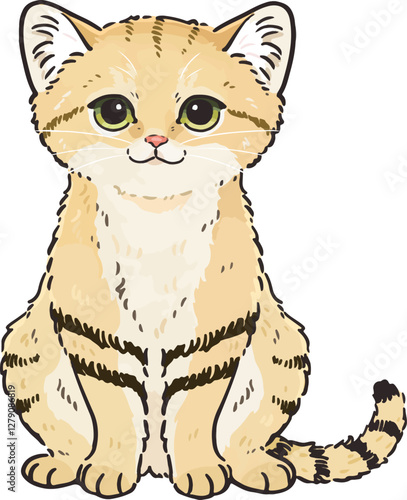 Cute illustration of Felis margarita sitting