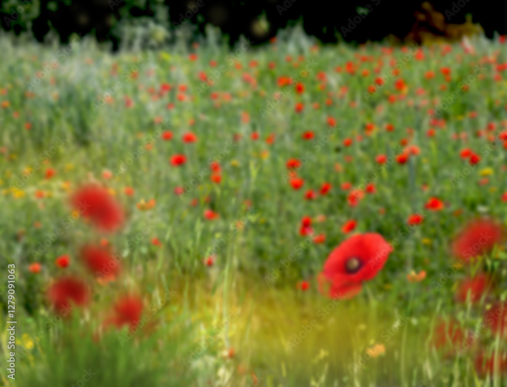 Fototapeta premium Prato con papaveri