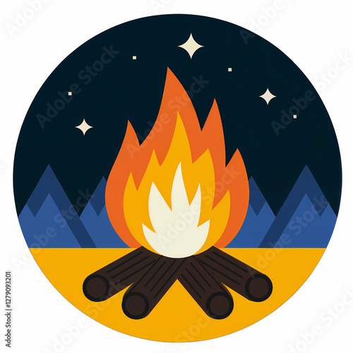 Campfire under stars