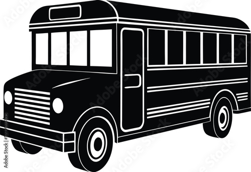 School bus silhouette vector illustration for transportation, education, children, school route, student transport, and academic designs, perfect for icons and logos.