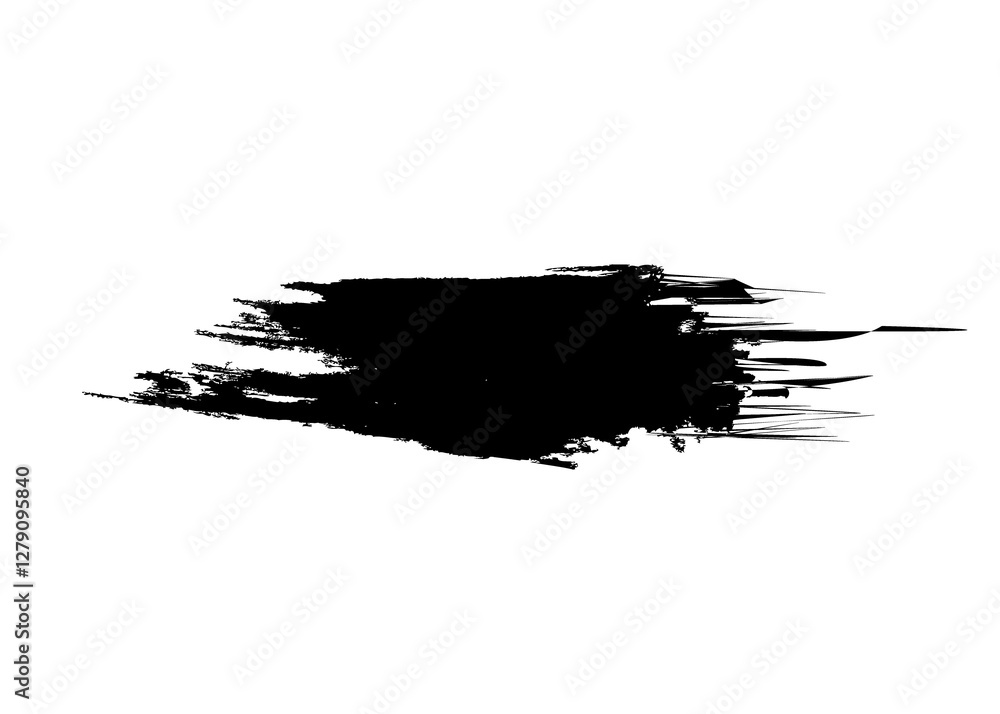 Fototapeta premium Black Grunge Brush Stroke on White Background – High-Quality Abstract Texture