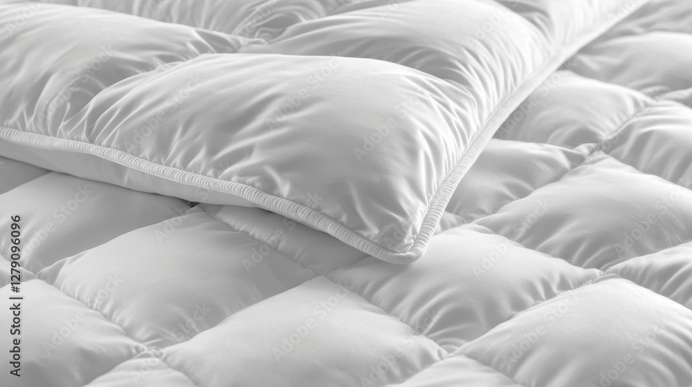 Obraz premium Luxurious close-up of a plush bed featuring crisp white linens in a premium hotel setting