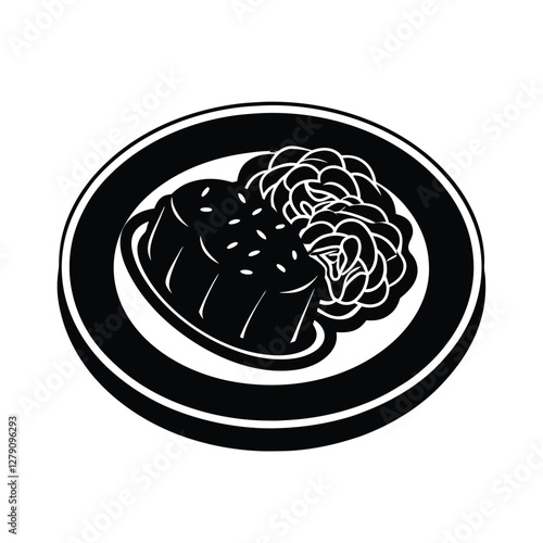 Delicious Black and White PanSeared Fish with Sides Dish