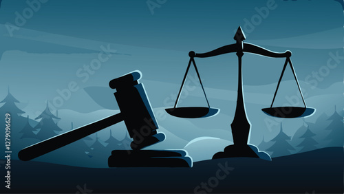 Design a powerful banner advocating for justice reform, incorporating imagery of gavels and a balanced scale, symbolizing fairness and equality.