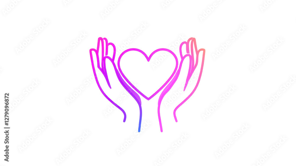 Obraz premium Colorful abstract hearts with flowing patterns, vibrant pink and purple hues, perfect for romance or love-themed designs. Isolated on white background or PNG