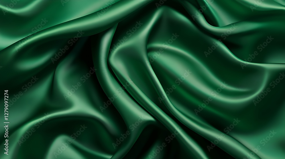 Obraz premium Luxurious Emerald Green Silk Draped Fabric