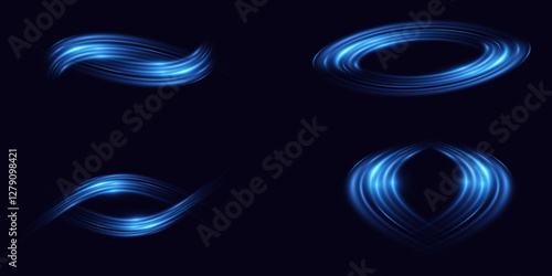 Glowing blue speed lines. Light shining effect. Blue abstract motion lines.Speed ​​of light.Vector.