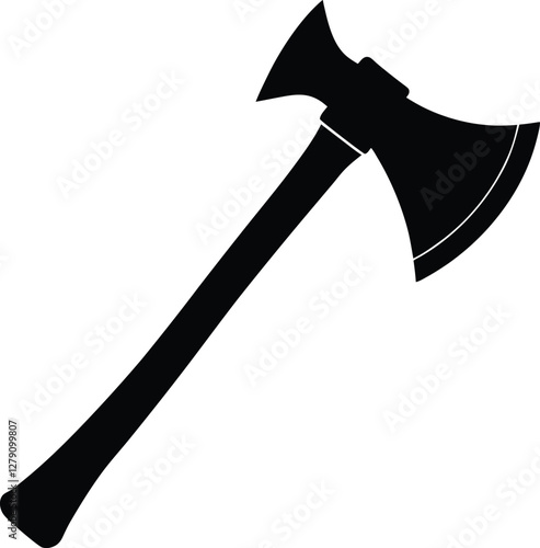 Axe silhouette vector illustration perfect for woodcutting, forestry, outdoor, tool, weapon, camping, survival, strength, adventure, and nature themes.