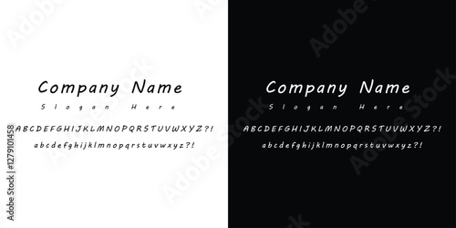 Handwritten Script Font Vector Template for Branding and Logo Design – Stylish Typography for Business Name and Slogan in Black and White